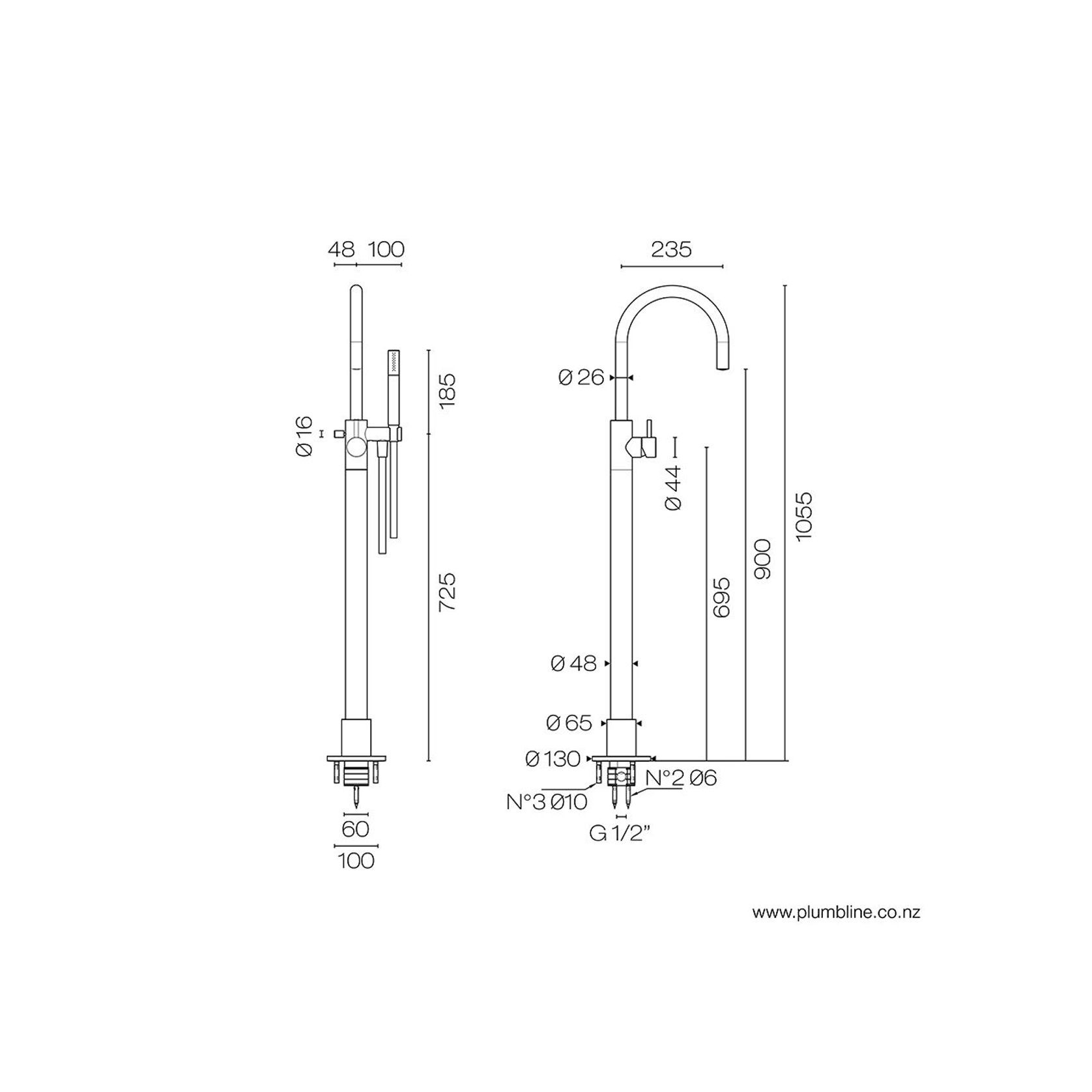 Buddy Floor Mount Bath Filler With Handshower gallery detail image