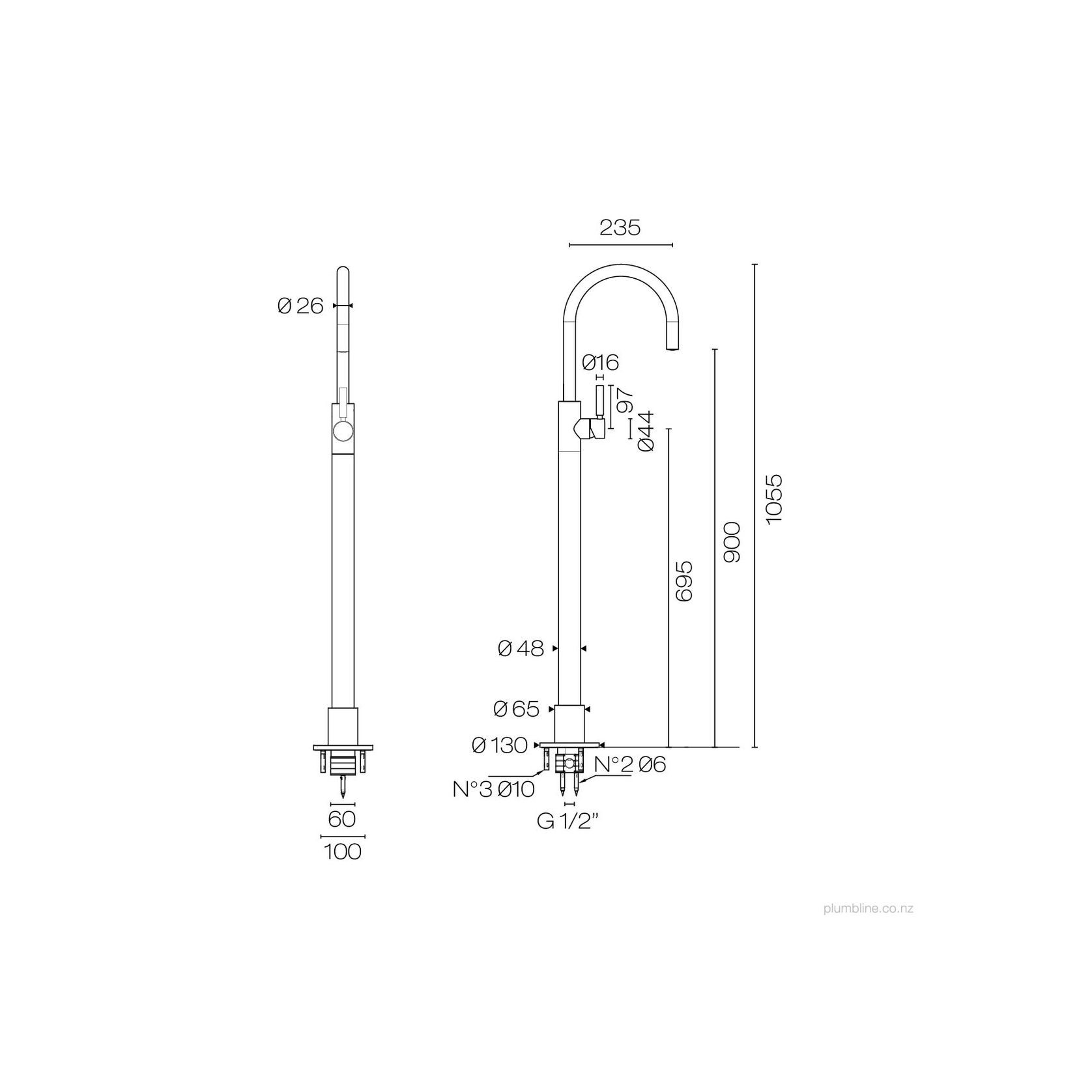 Buddy Pro Round Floor Mount Bath Filler No Handshower gallery detail image