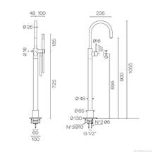 Buddy Pro Round Floor Mount Bath Filler With Handshower gallery detail image