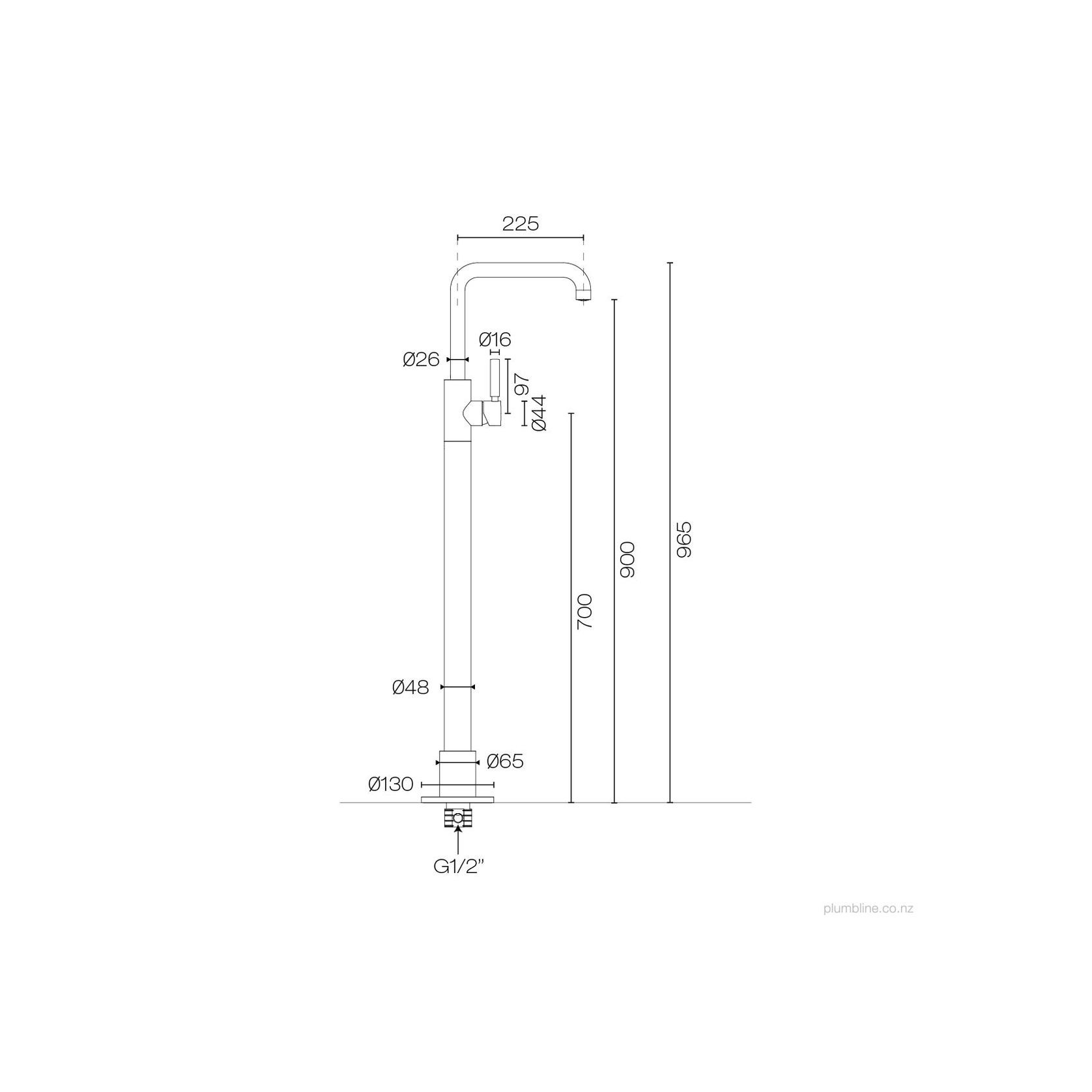 Buddy Pro Square Floor Mount Bath Filler No Handshower gallery detail image