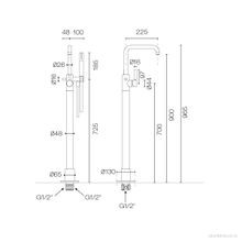 Buddy Pro Square Floor Mount Bath Filler W Handshower gallery detail image