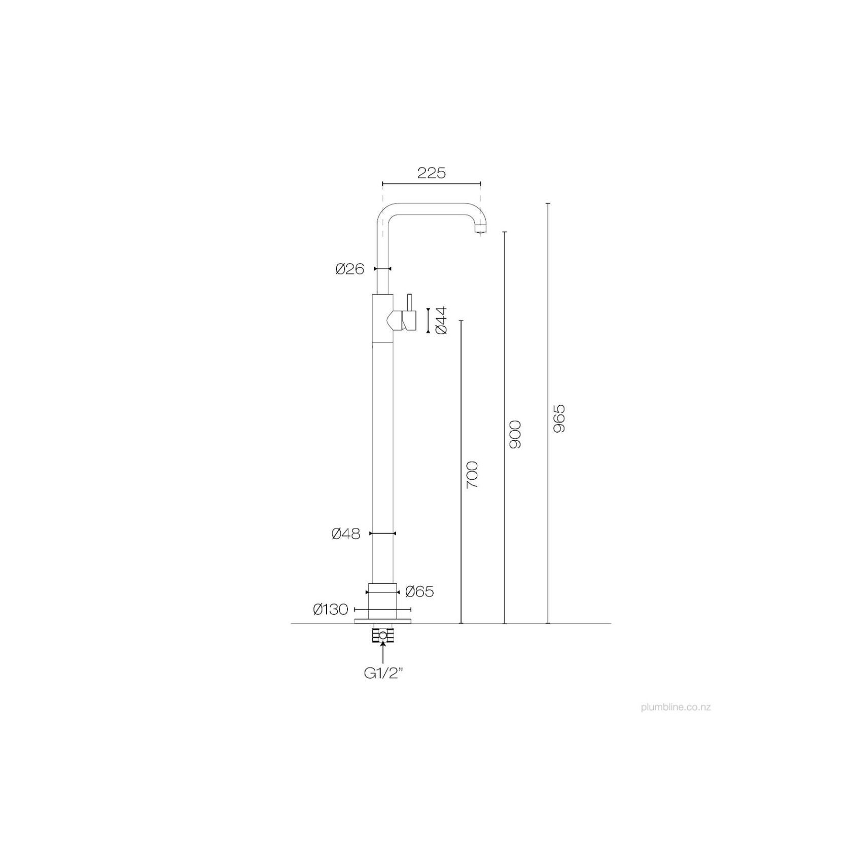 Buddy X Square Floor Mount Bath Filler No Handshower gallery detail image