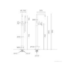 Buddy X Square Floor Mount Bath Filler With Handshower gallery detail image