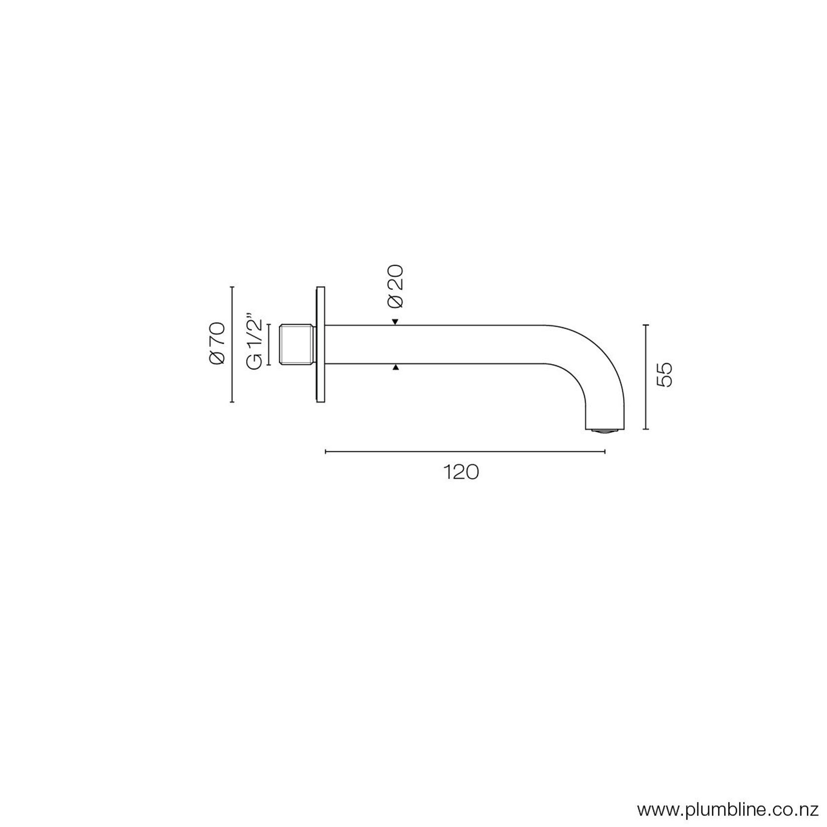 Buddy Wall Mount Bath Spout 120mm gallery detail image