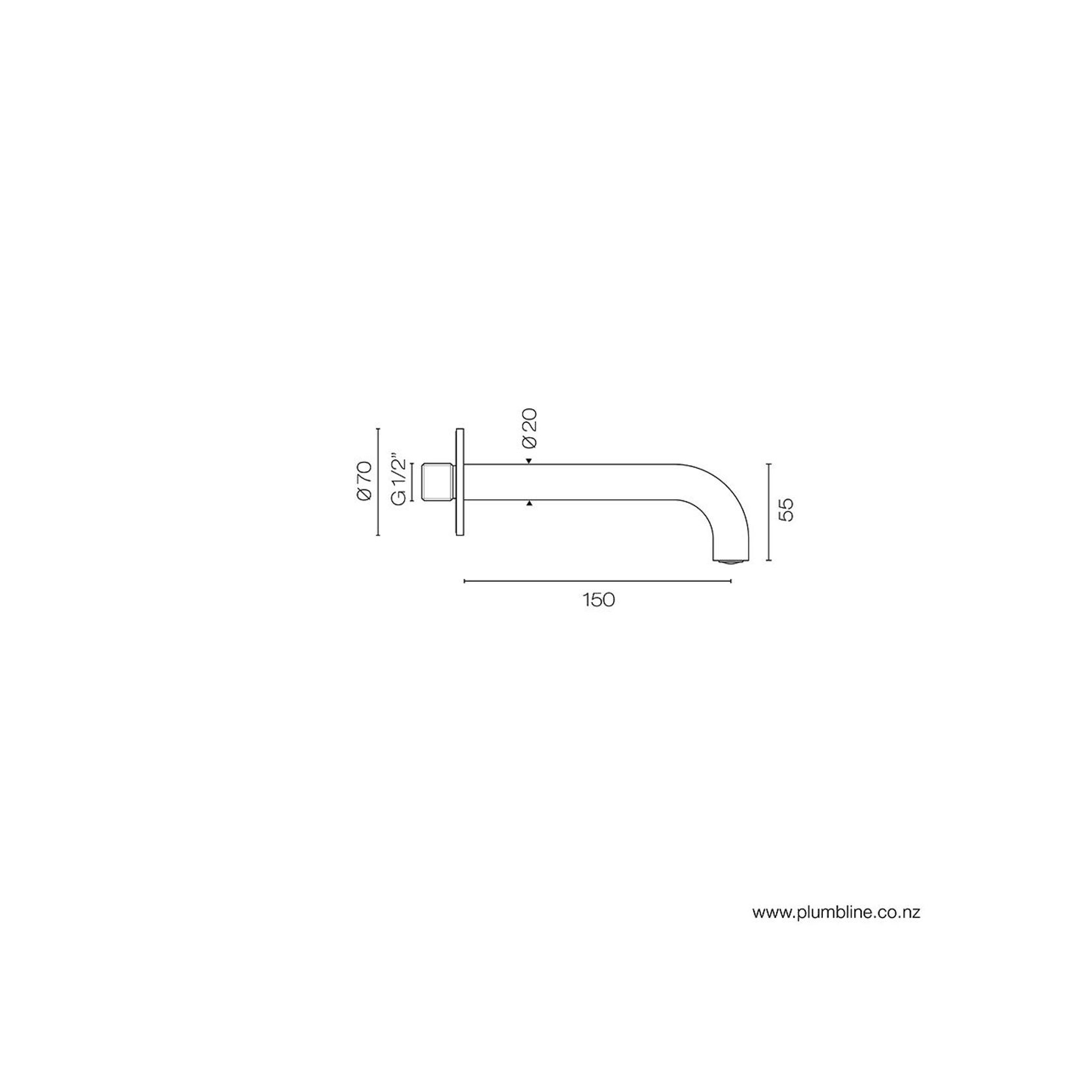 Buddy Wall Mount Bath Spout 150mm gallery detail image