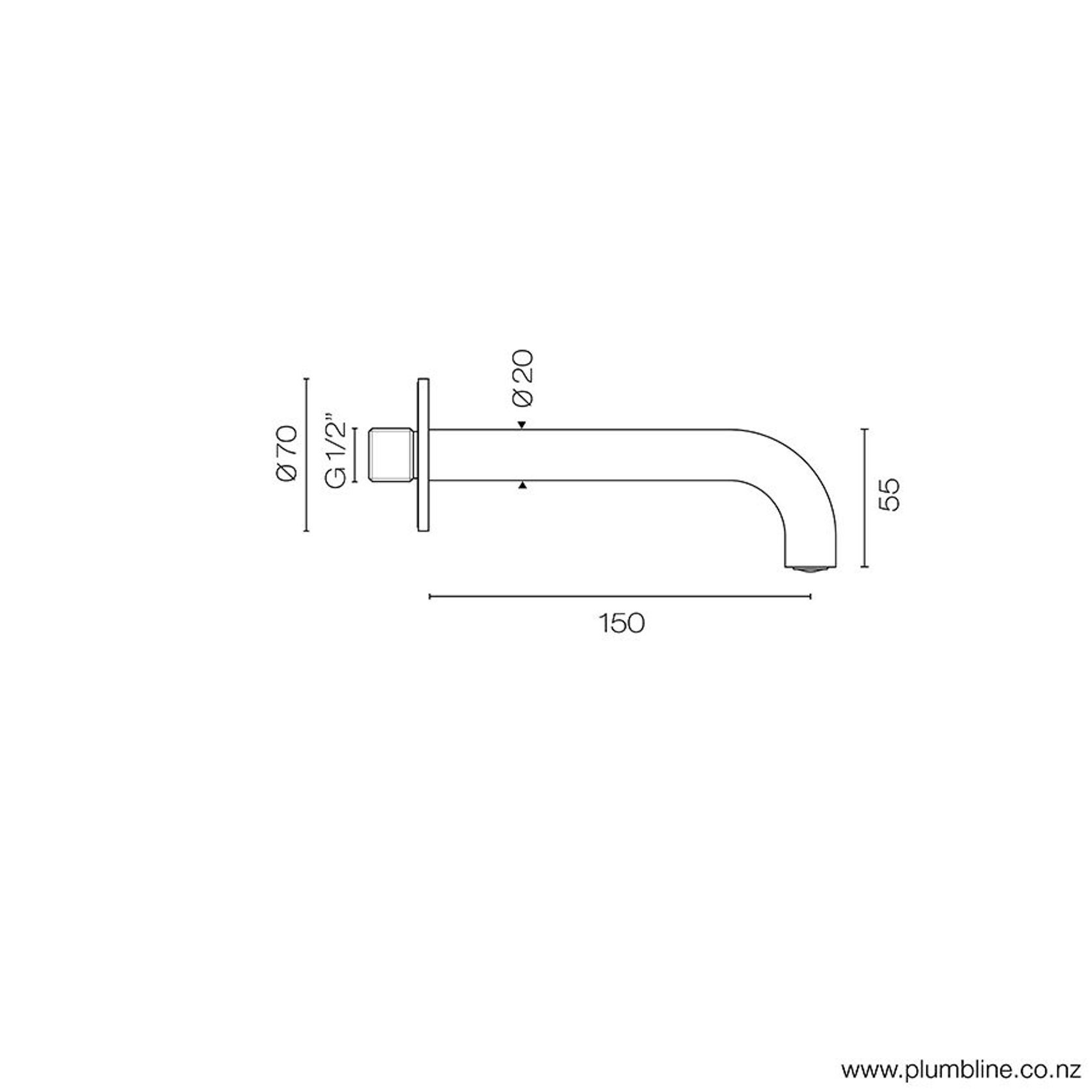 Buddy Wall Mount Bath Spout 150mm gallery detail image