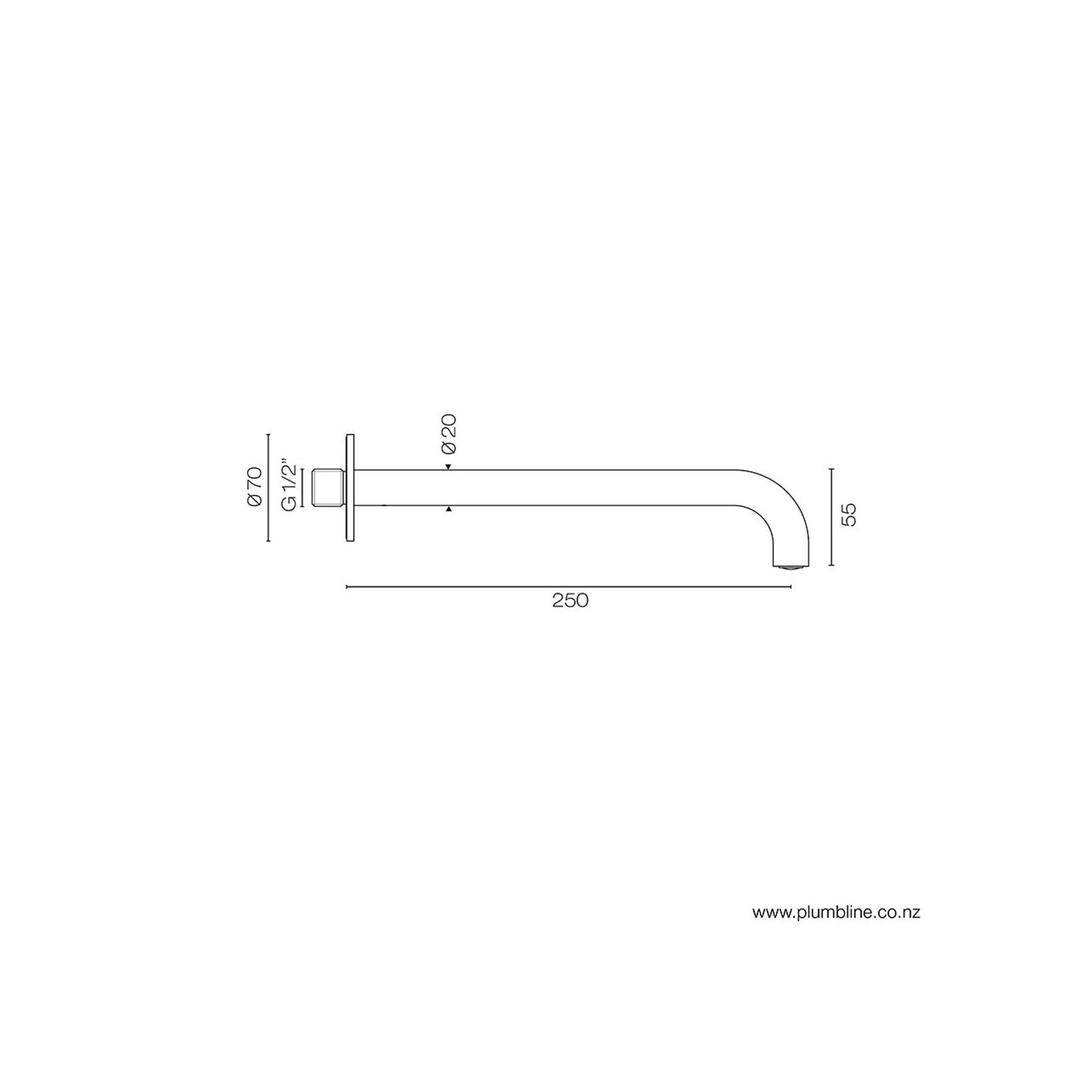 Buddy Wall Mount Bath Spout 250mm gallery detail image