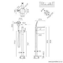 Como Floor Mount Bath Filler & Handshower gallery detail image