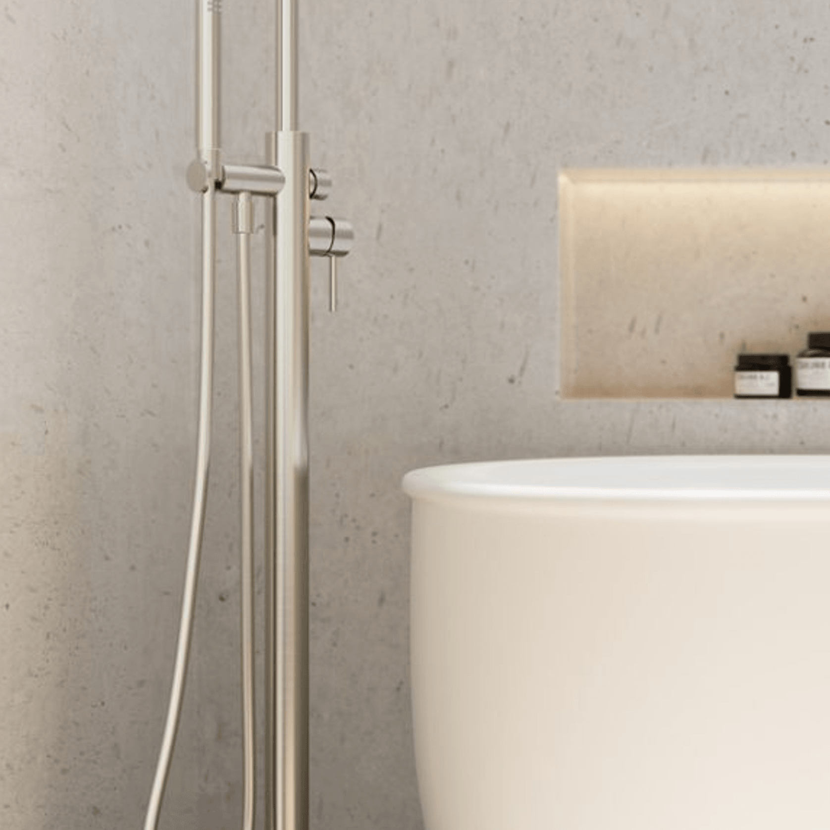 Zen SS316L Freestanding Bath Mixer | Brushed Nickel gallery detail image