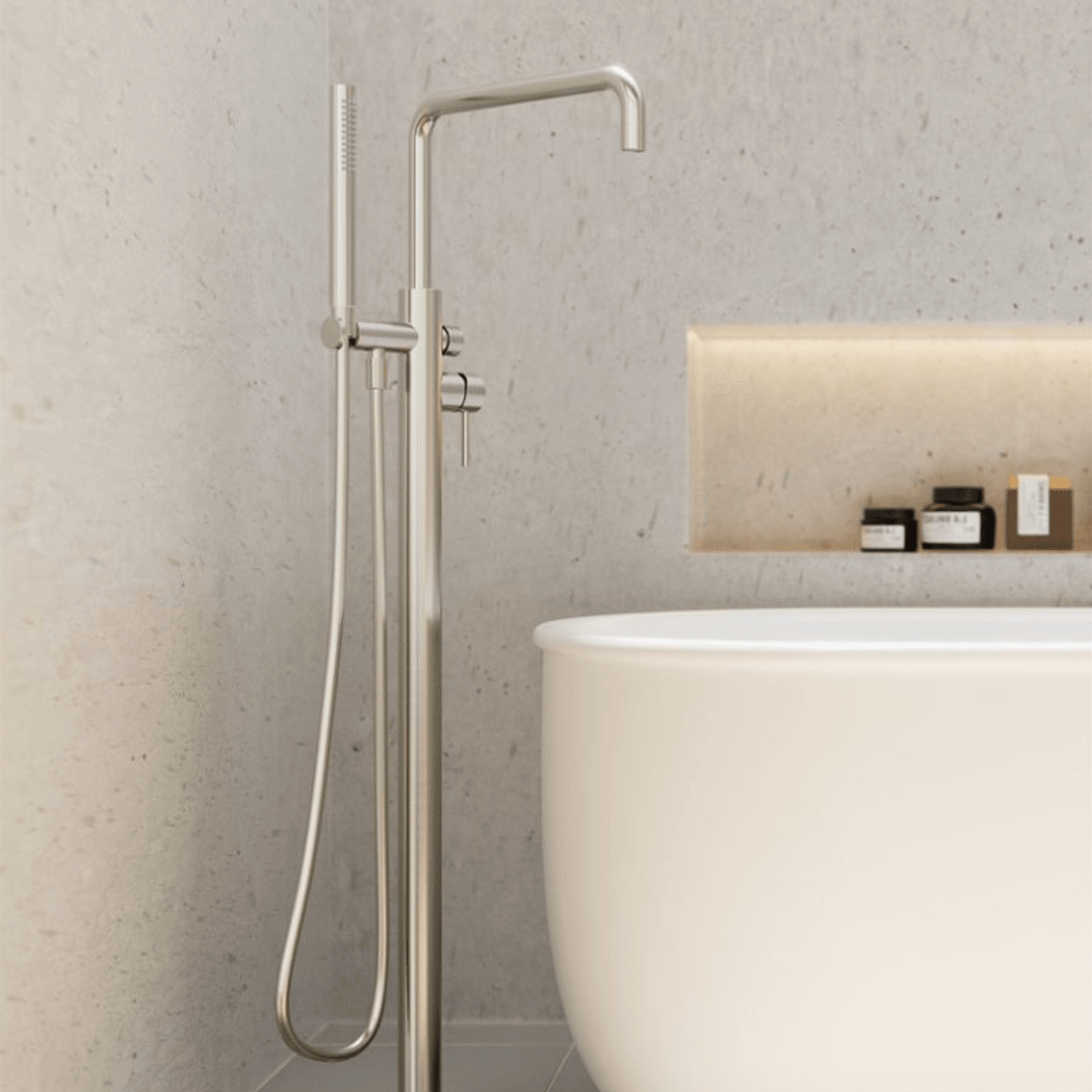 Zen SS316L Freestanding Bath Mixer | Brushed Nickel gallery detail image