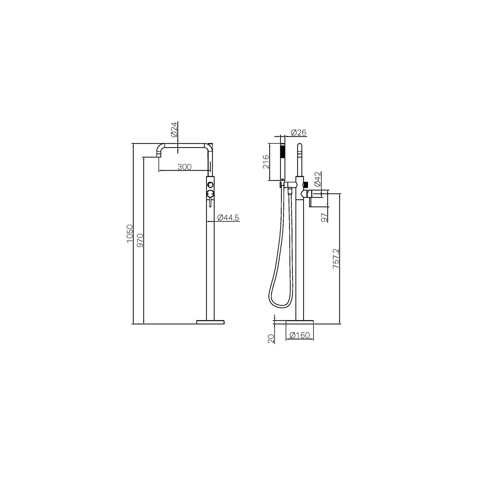 Zen SS316L Freestanding Bath Mixer & Outdoor Shower Hose | Brushed Bronze gallery detail image