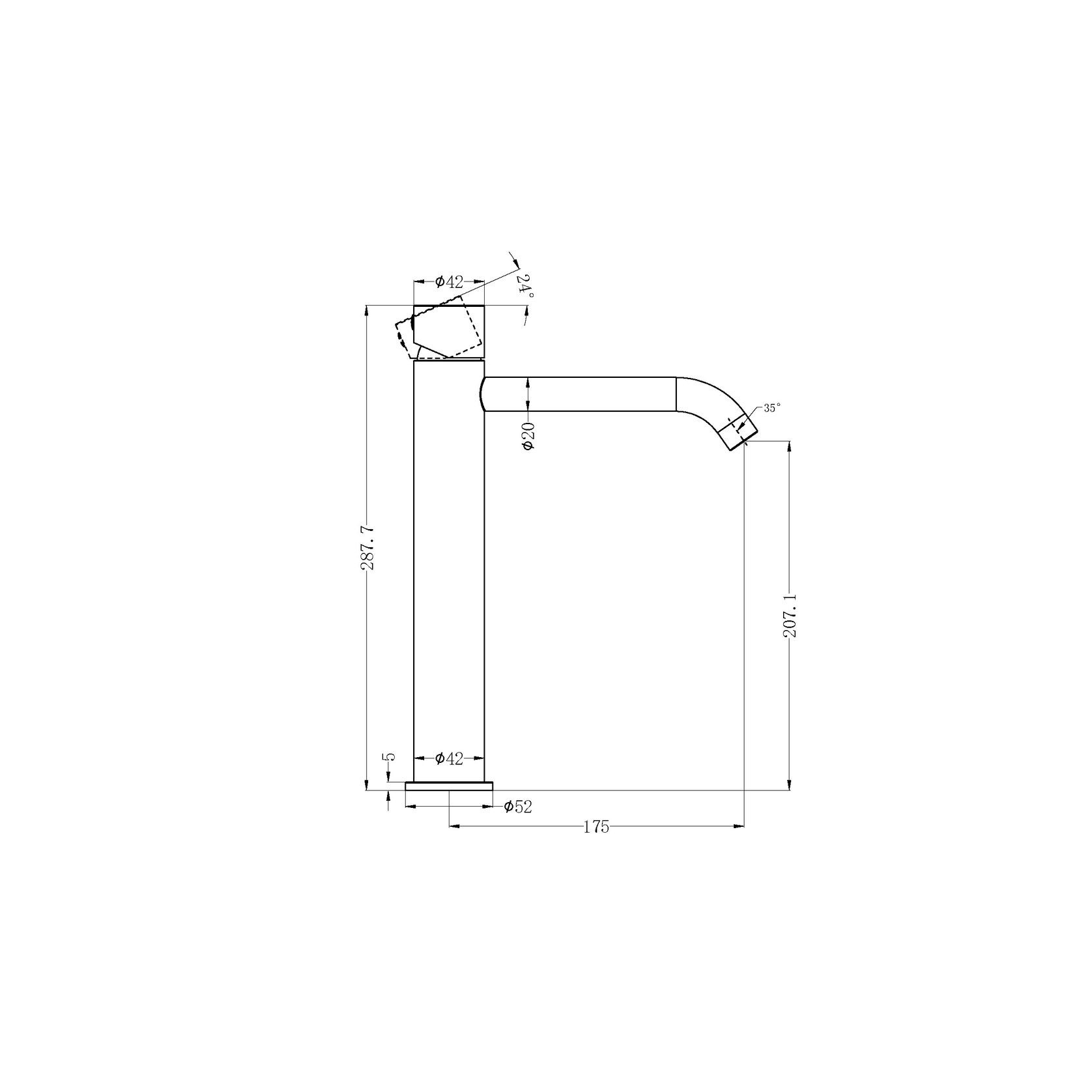 Zen SS316L Tall Basin Mixer Handless | Graphite gallery detail image