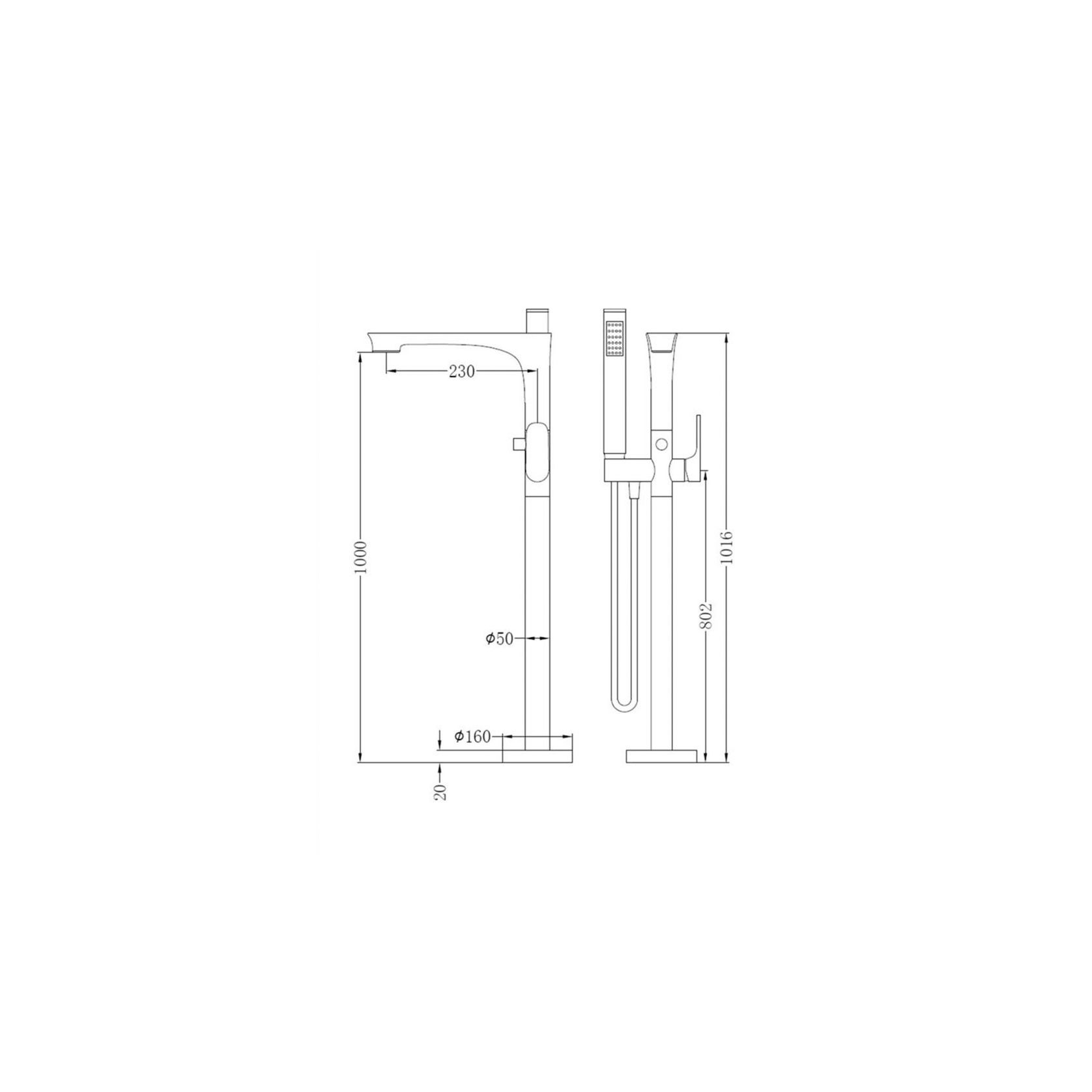 Bianca Bath Mixer & Hand Shower | Brushed Nickel gallery detail image