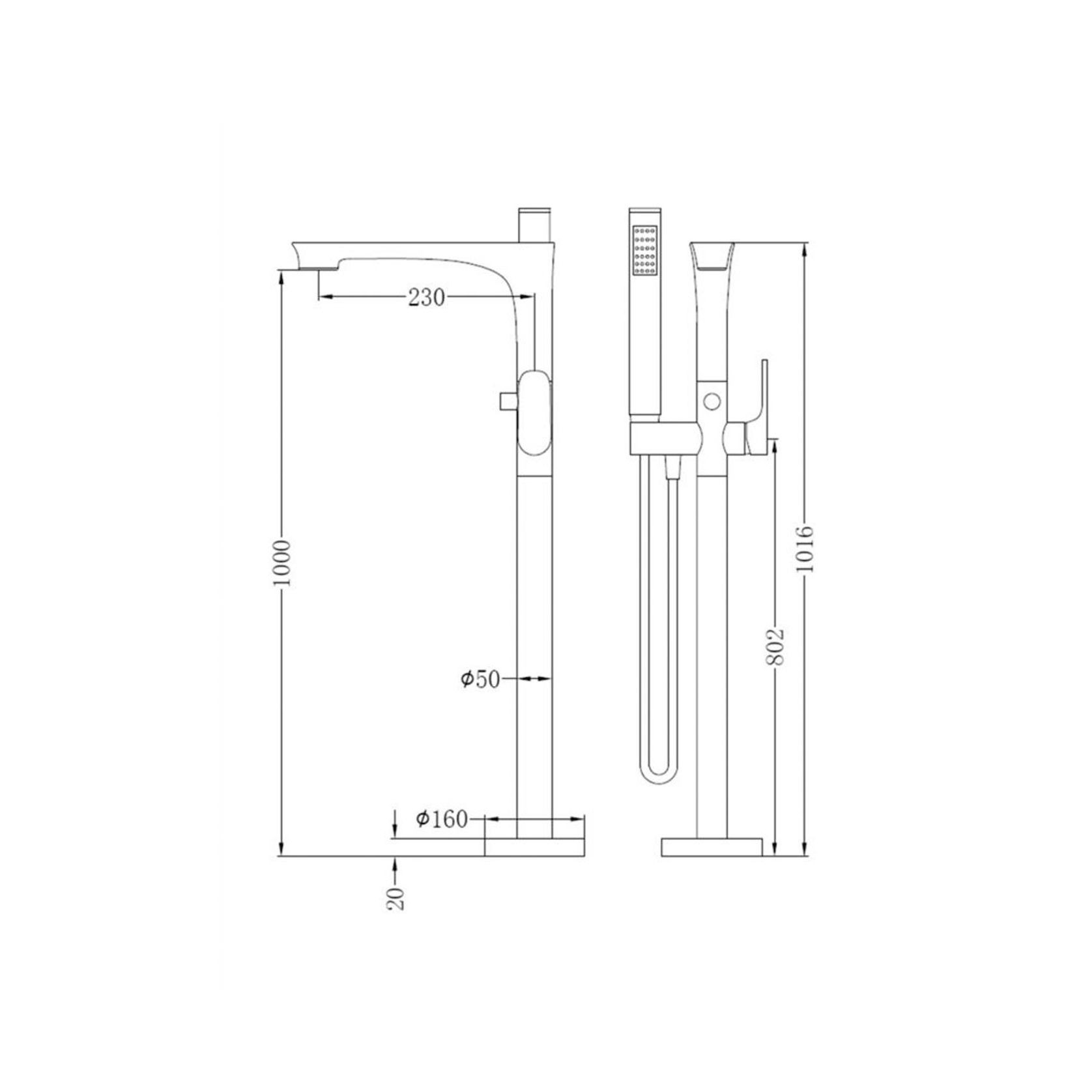 Bianca Bath Mixer & Hand Shower | Brushed Nickel gallery detail image
