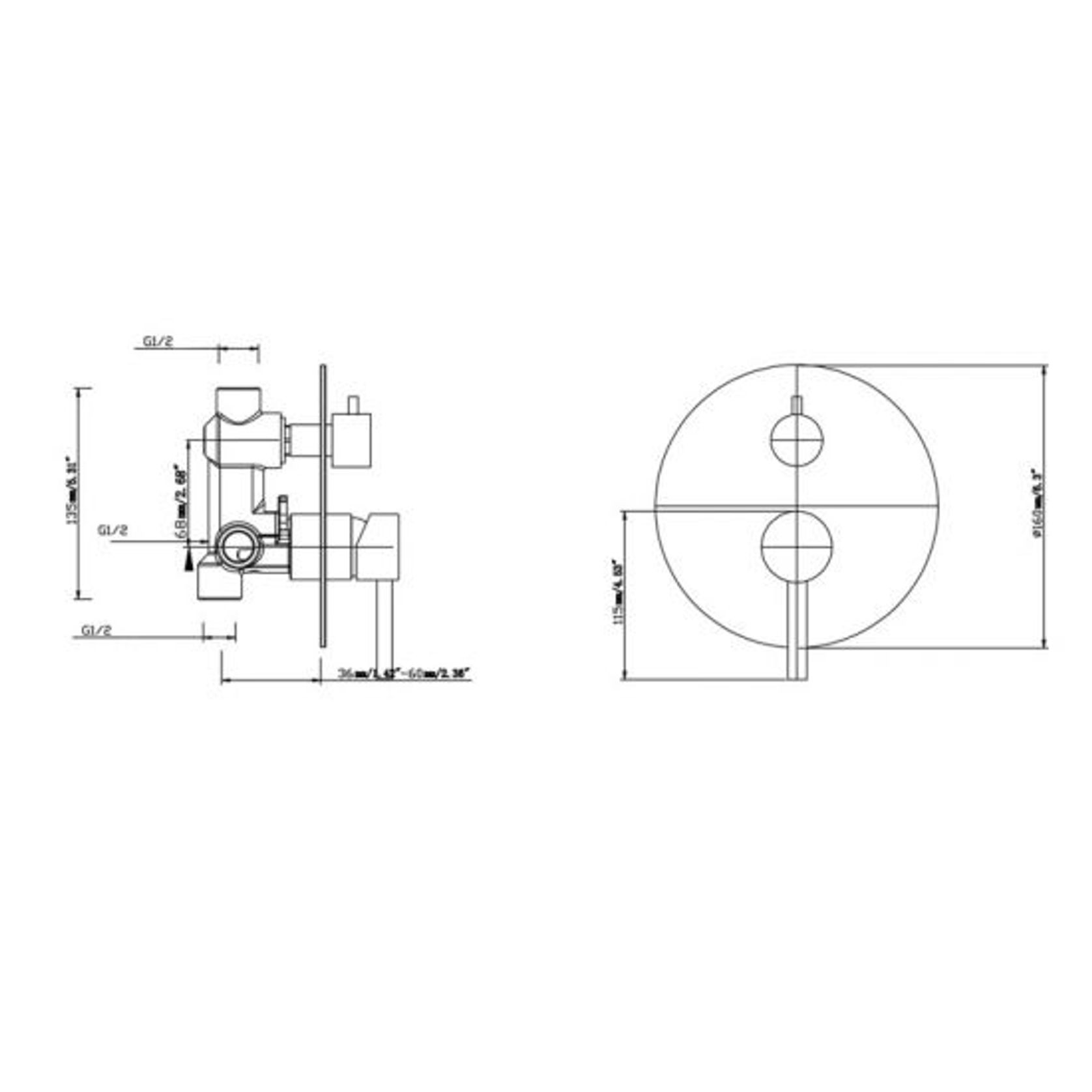 Lucid Pin Mixer with Diverter Chrome gallery detail image