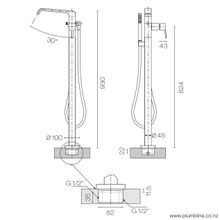 Luxe Floor Mount Bath Filler With Handshower gallery detail image