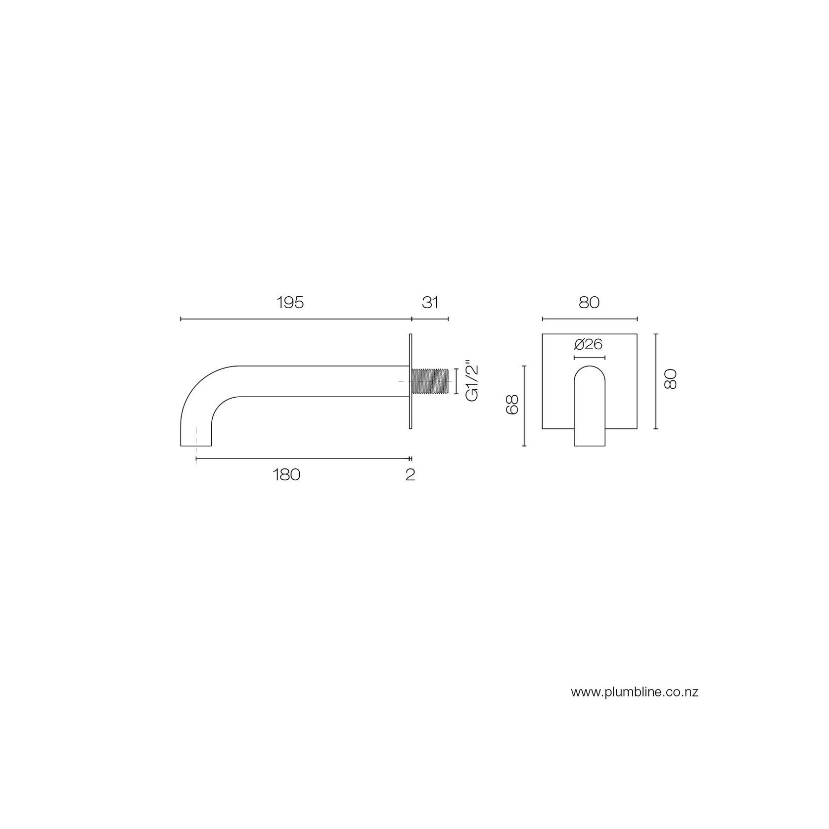 Minimo Wall Mount Bath Spout gallery detail image