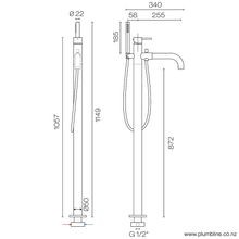 Oli 316 Floor Mount Bath Filler & Handshower gallery detail image