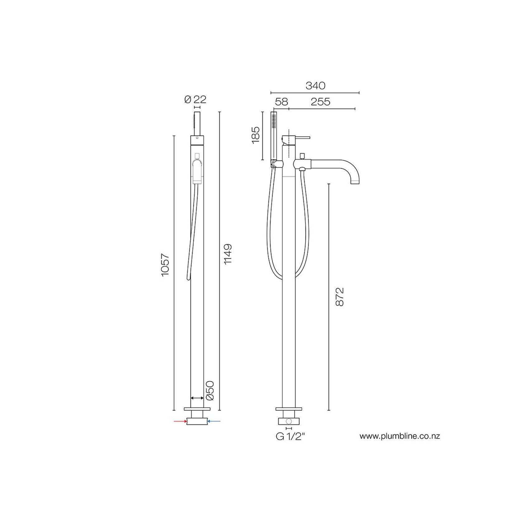 Oli 316 Floor Mount Bath Filler & Handshower gallery detail image