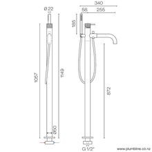 Oli 316 Floor Mount Bath Filler& Handshower With Linea gallery detail image