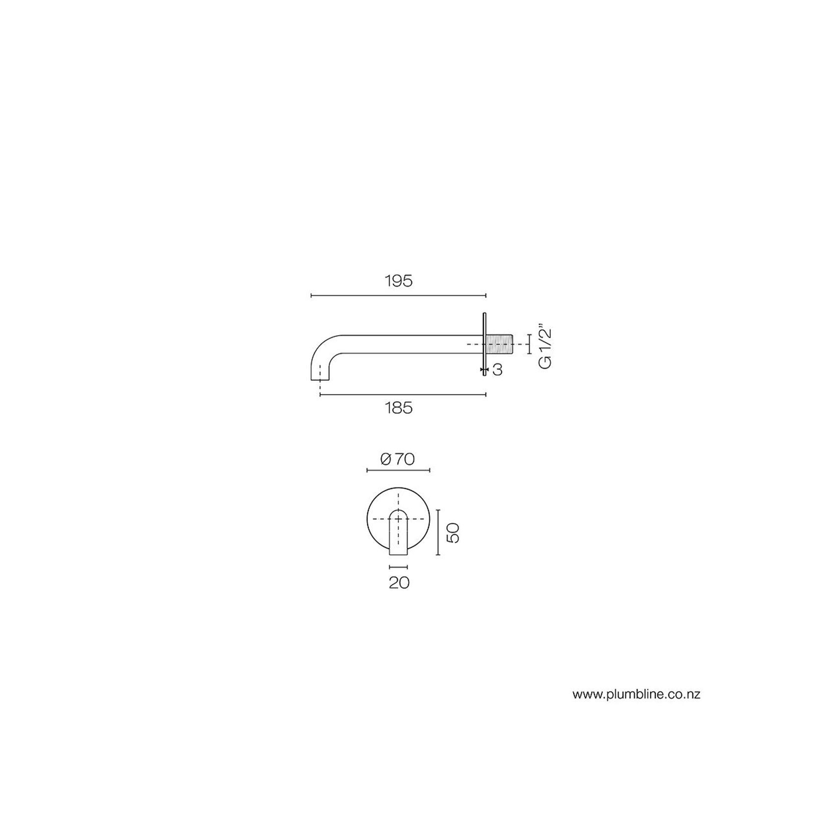 Oli 316 Wall Mount Spout 180mm gallery detail image