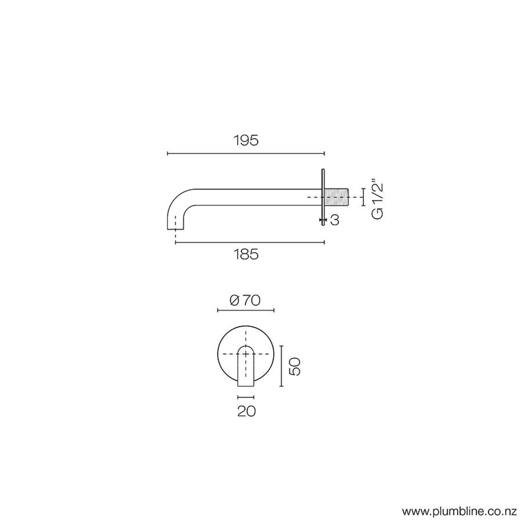 Oli 316 Wall Mount Spout 180mm gallery detail image