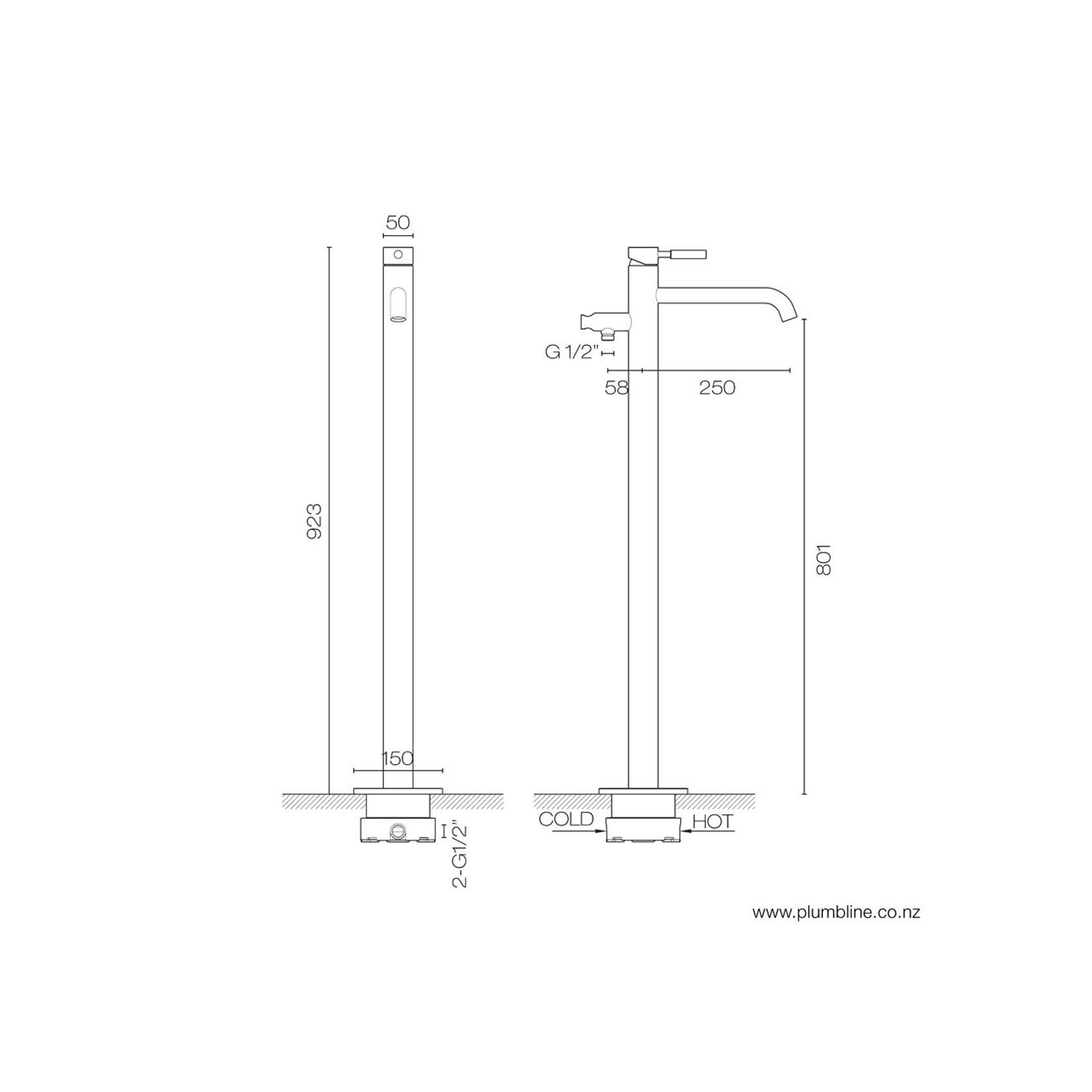 Swiss Floor Mount Bath Filler & Handshower gallery detail image