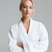 Cotton Velour Bathrobes with Piping gallery detail image
