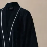 Cotton Velour Bathrobes with Piping gallery detail image
