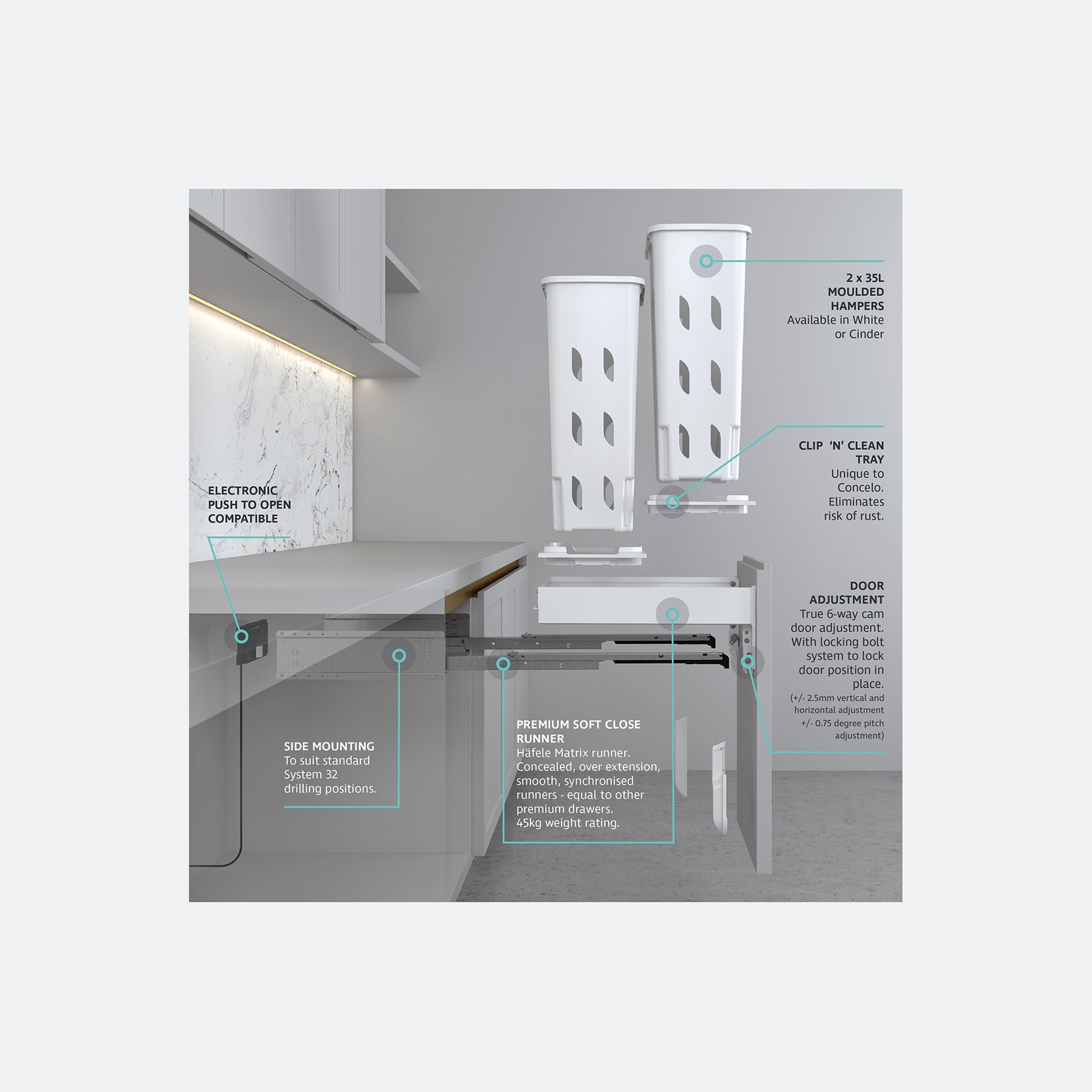 Concelo® 2 x 35L Laundry by Hideaway gallery detail image