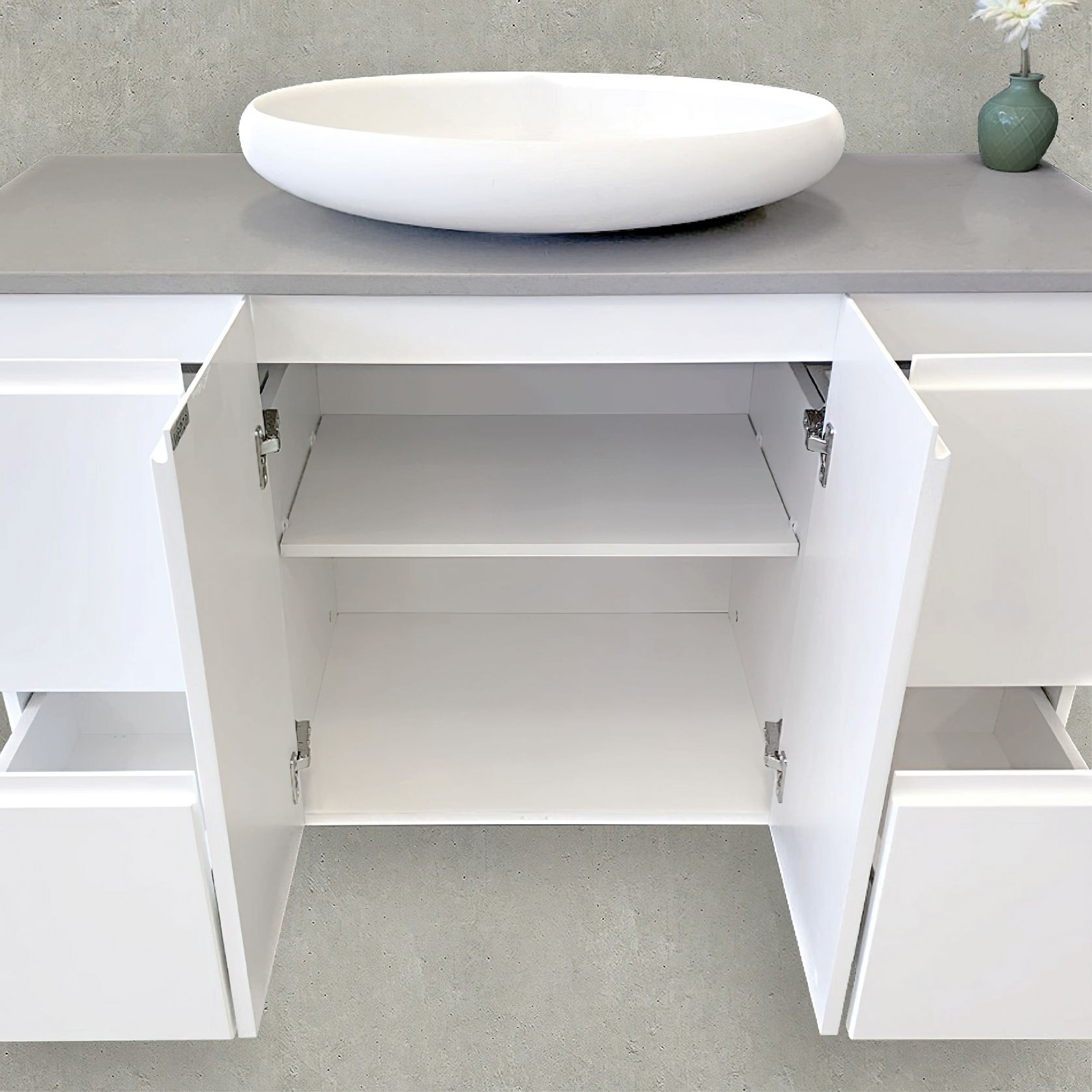 Fingerpull Satin White Cabinets gallery detail image