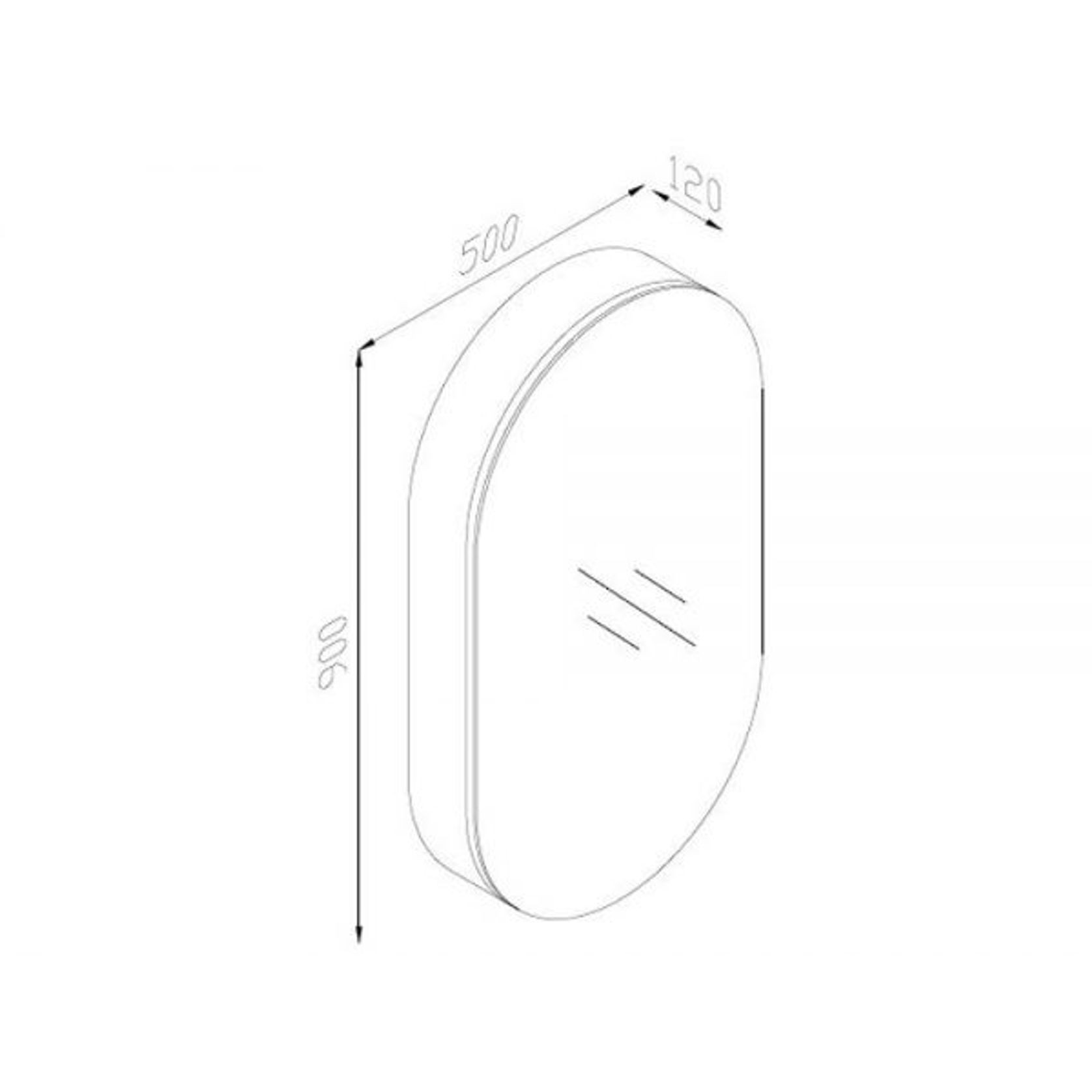 Kzoao 500mm Oval Mirror Cabinet Satin White gallery detail image