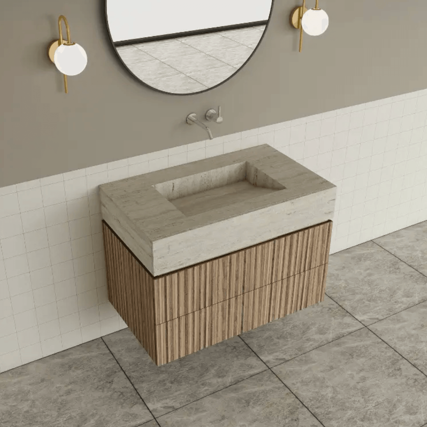 TERRA Vanity | Wall Hung Double Drawer W910/1210mm gallery detail image