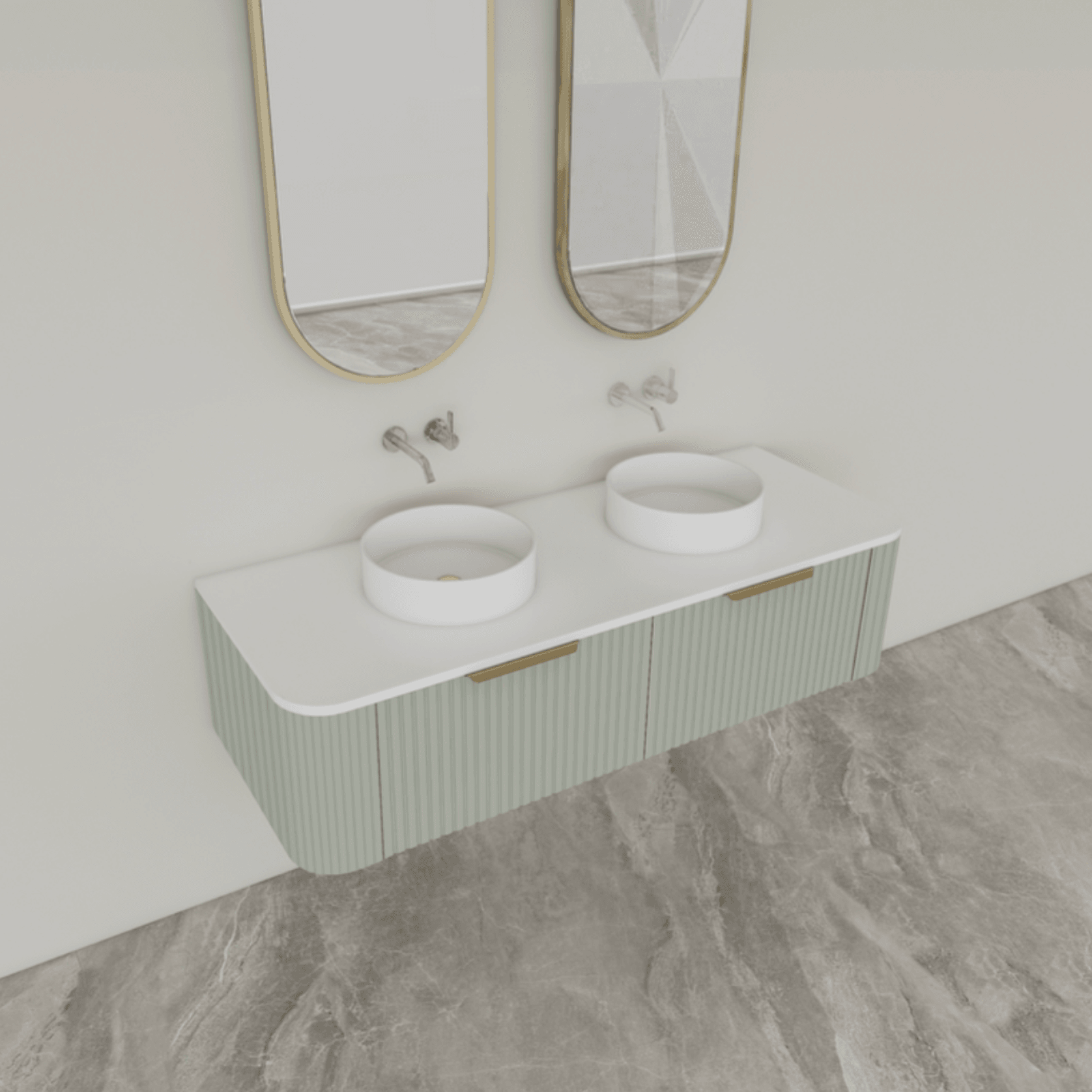 ESTATE 90 Vanity | Wall-hung with 2 basins 1500 gallery detail image
