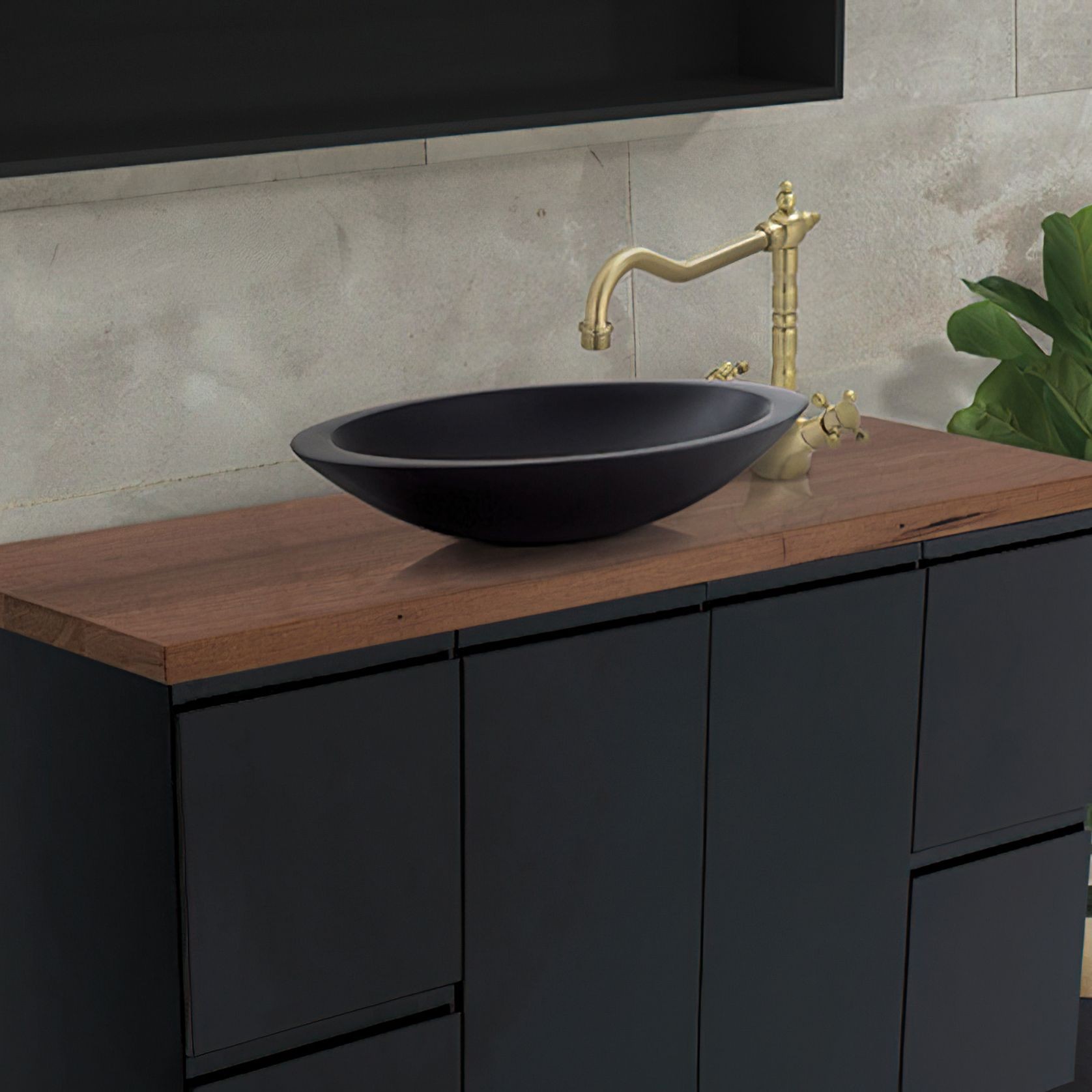 Fingerpull Satin Black Cabinets gallery detail image