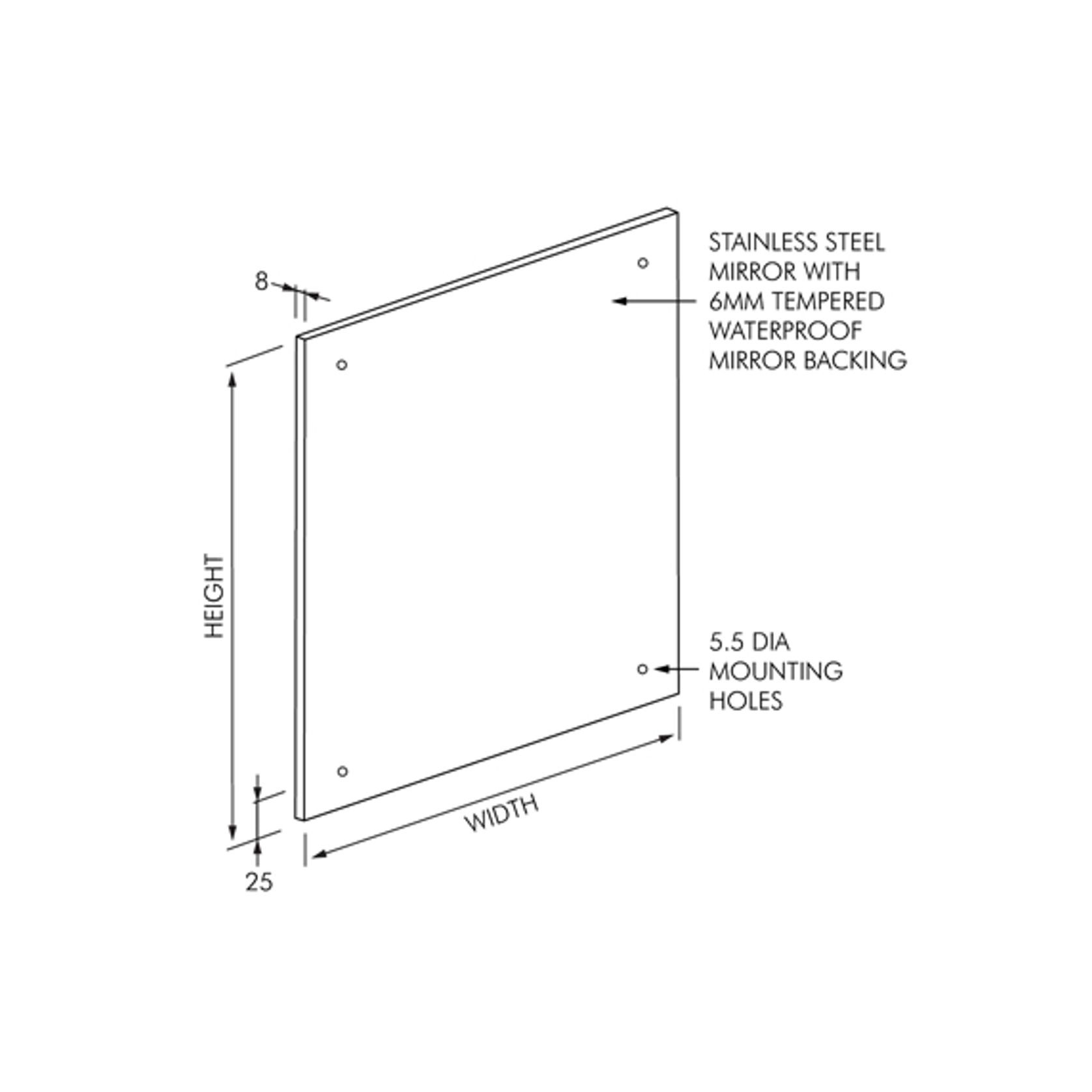 Frameless Stainless Steel Mirror - 450x600mm gallery detail image