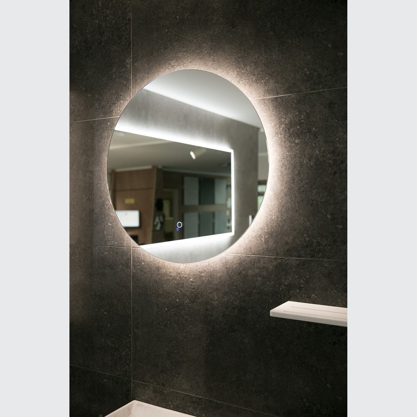 Frameless Backlit Round LED & Demister Mirror gallery detail image