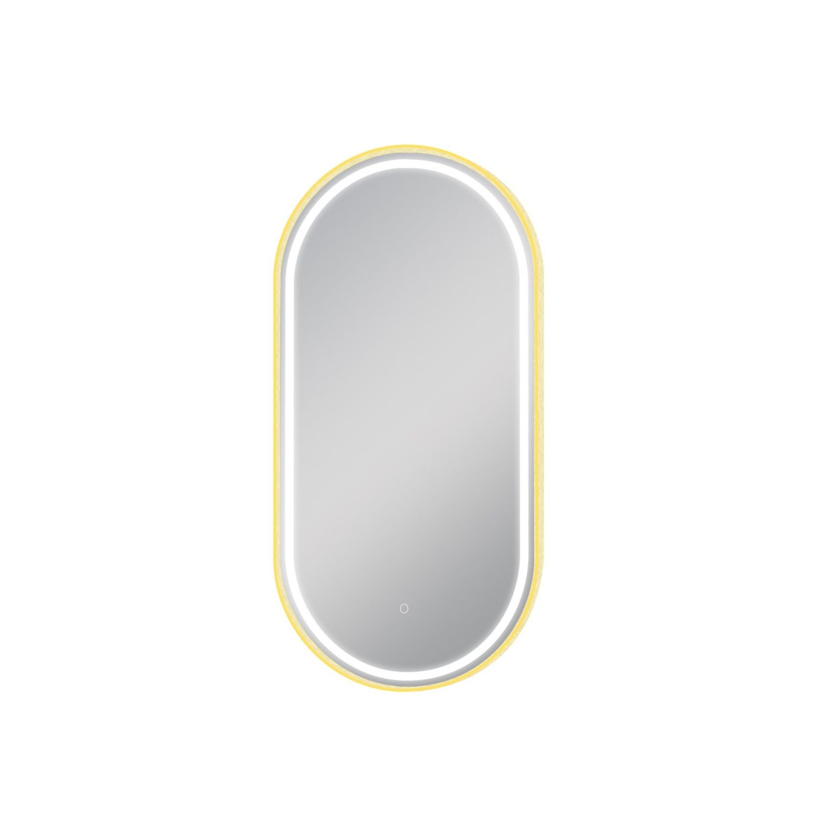 LED Framed Oval Mirror Brushed Brass 500x1000mm gallery detail image