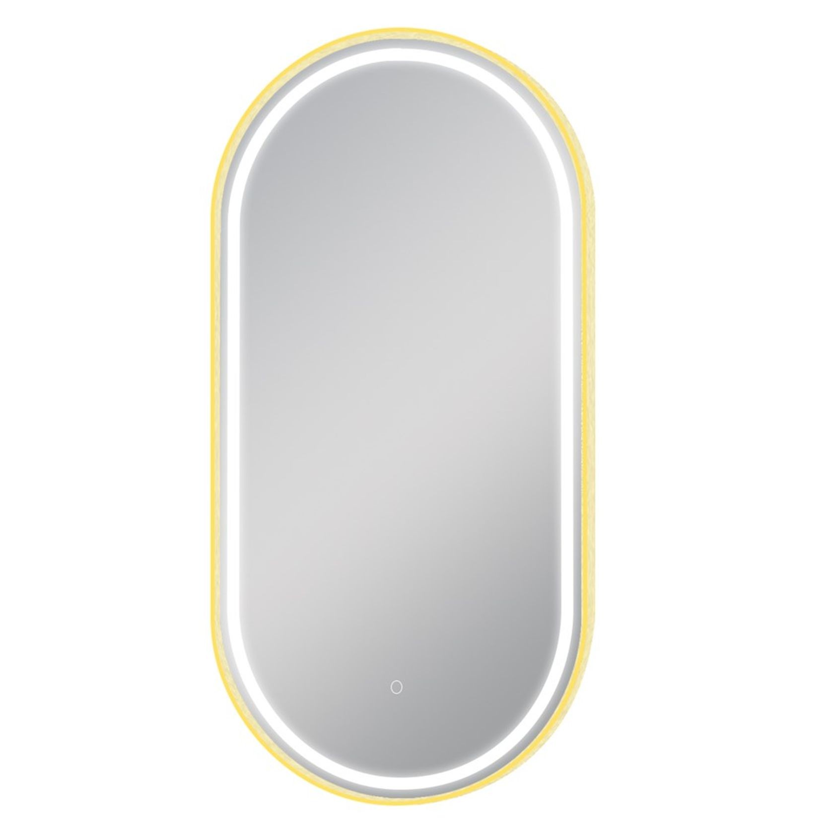 LED Framed Oval Mirror Brushed Brass 500x1000mm gallery detail image