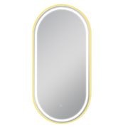 LED Framed Oval Mirror Brushed Brass 500x1000mm gallery detail image