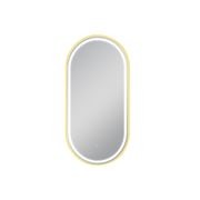 LED Framed Oval Mirror Brushed Brass 500x1000mm gallery detail image