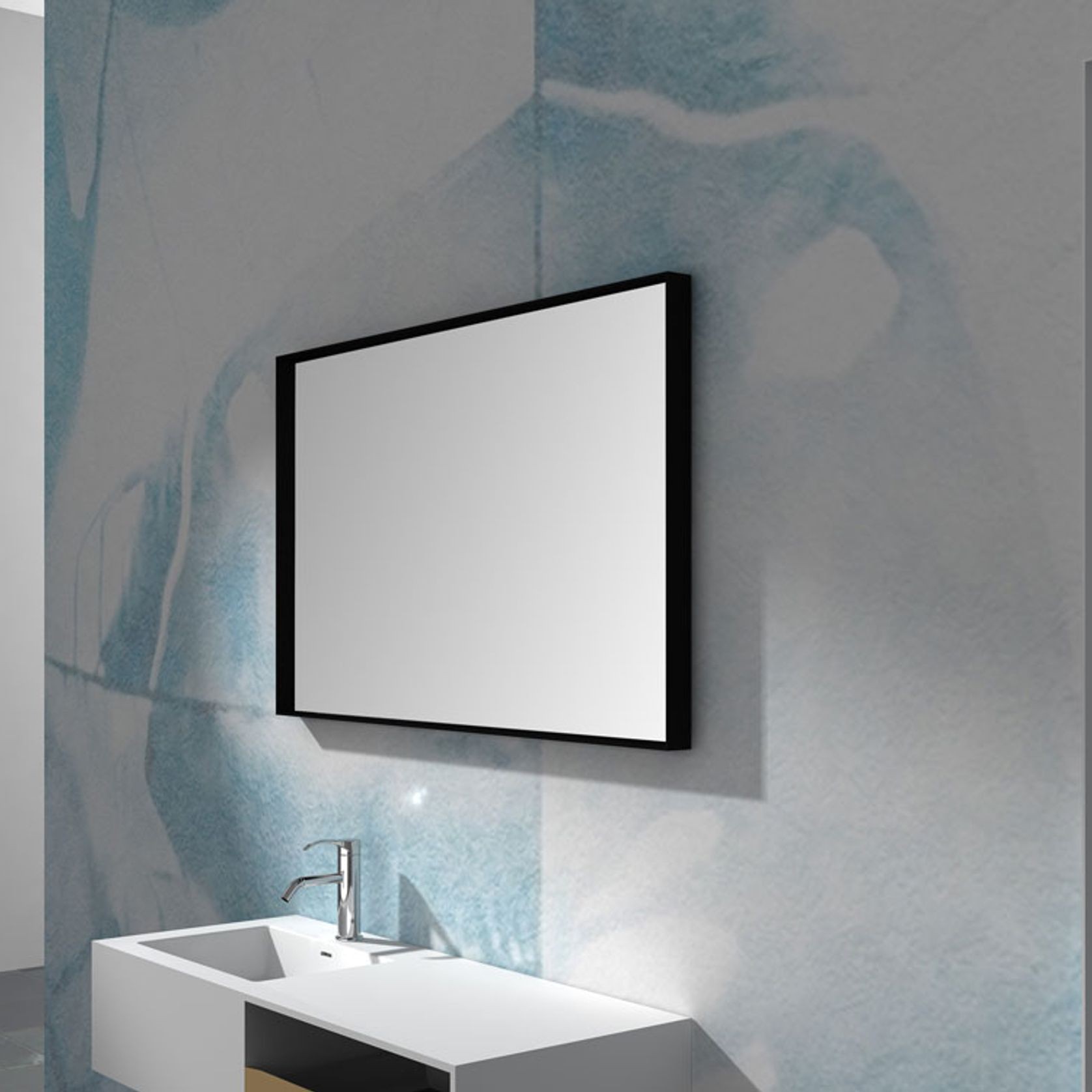 Composite Stone Framed Rectangle Mirror 900mm gallery detail image