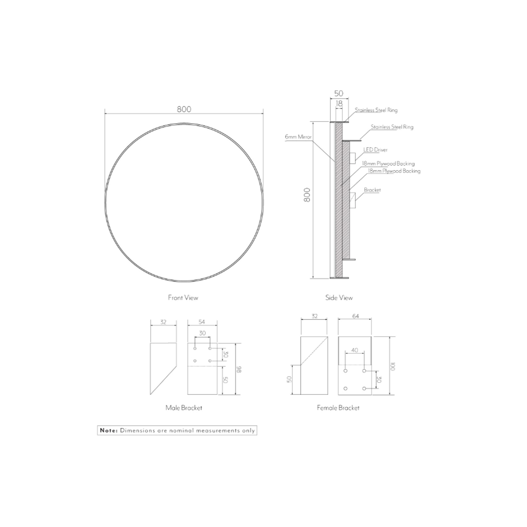 Saanti Handmade Double Trim LED Mirror 800mm gallery detail image