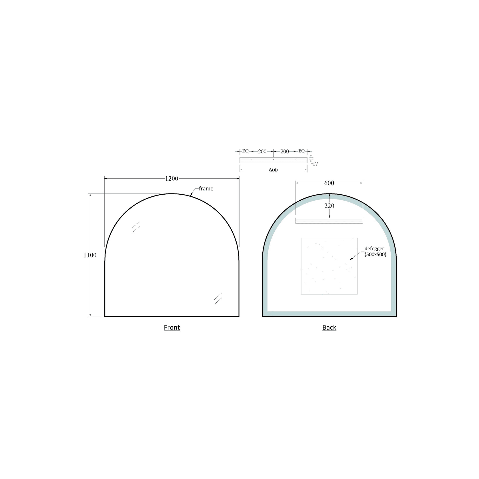 Code Aspect 1200 Arch Framed Mirror Range gallery detail image