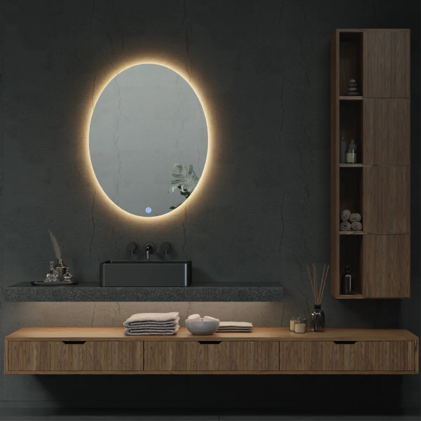 Titan Oval LED Mirror 700mm x 900mm gallery detail image