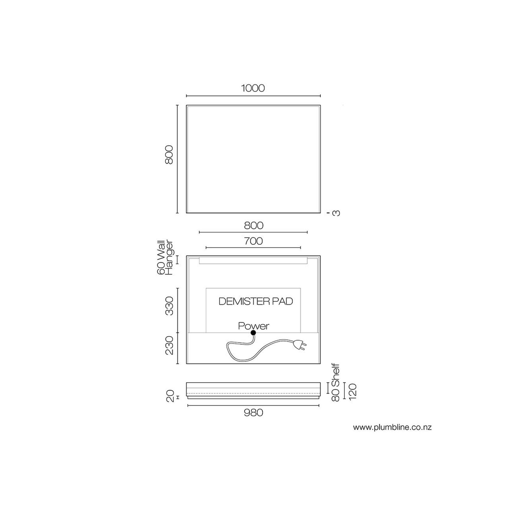 Frame 1000 LED Mirror With Shelf gallery detail image