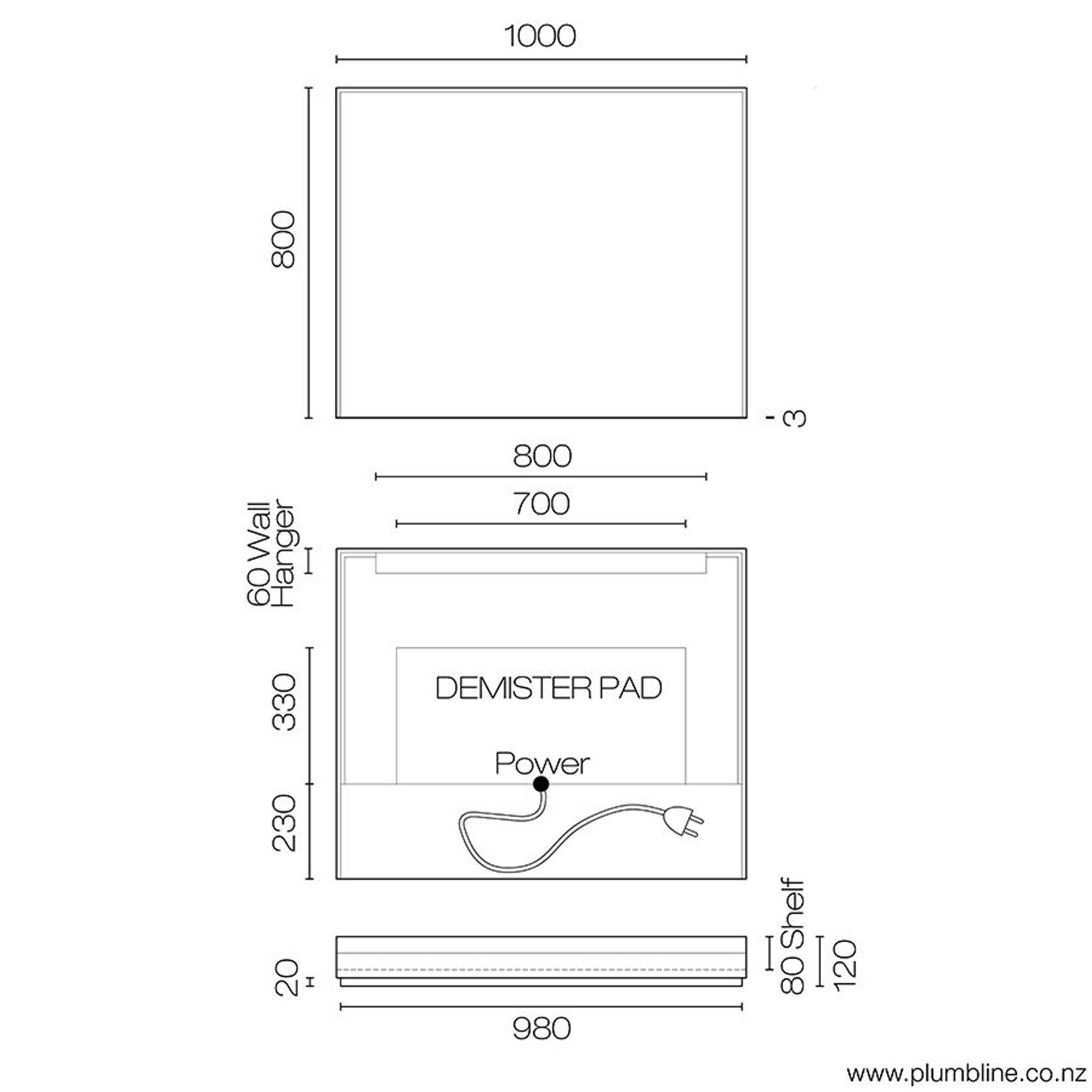 Frame 1200 LED Mirror With Shelf gallery detail image