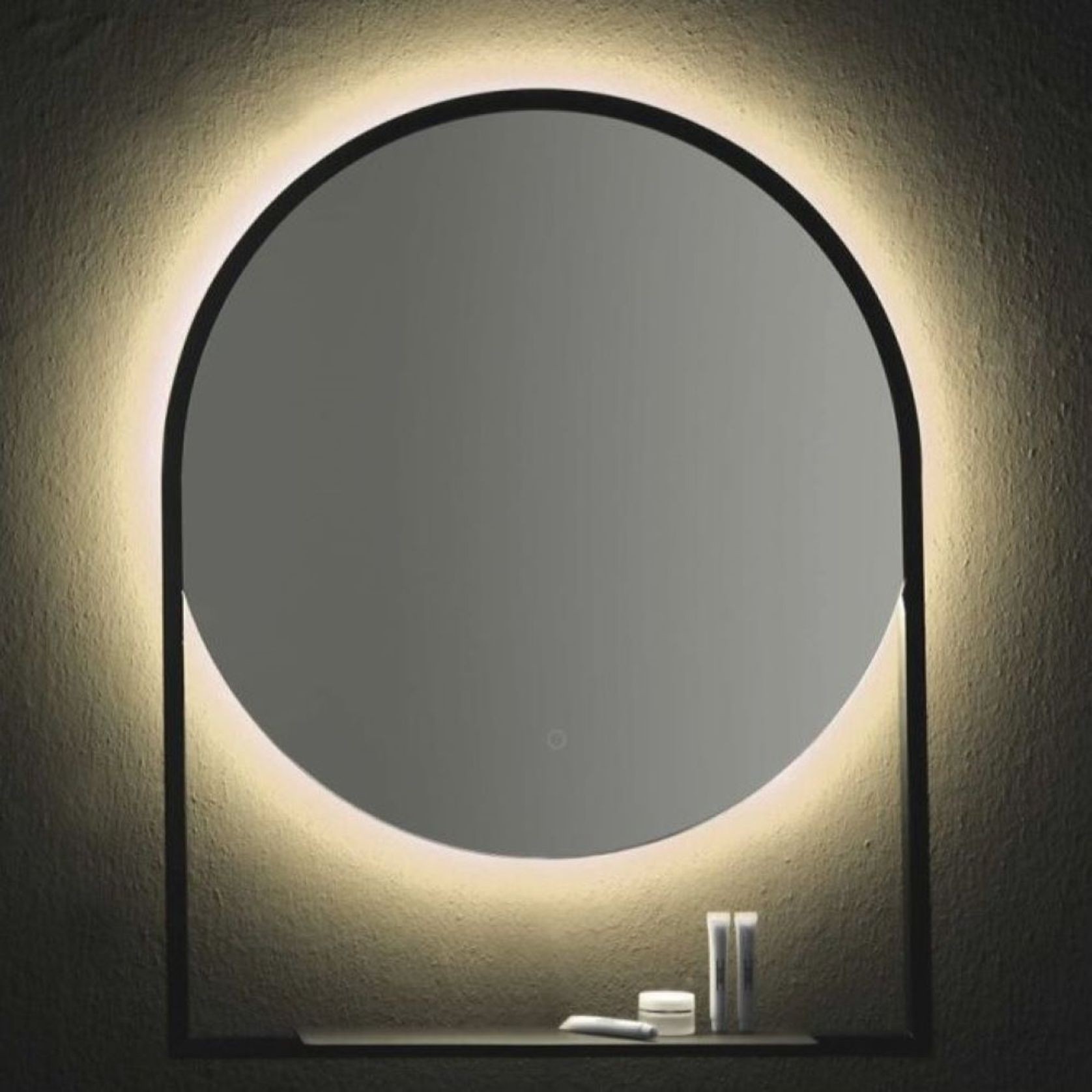 Frame Round LED Mirror with Shelf gallery detail image
