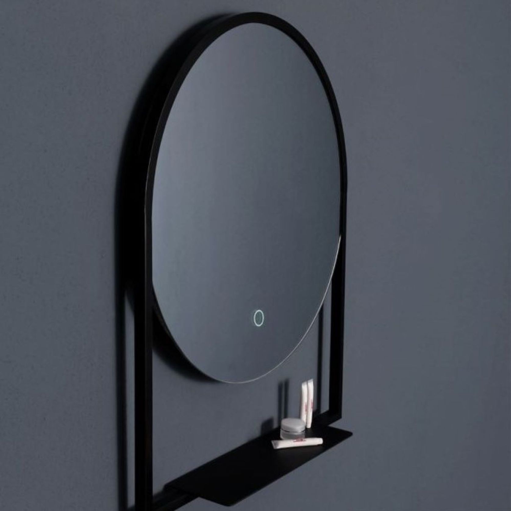 Frame Round LED Mirror with Shelf gallery detail image