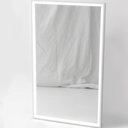 Capri Rectangle Mirror with Matte White Stone Frame and LED light gallery detail image